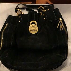 Steven by Steve Madden Black/Gold Suede bag